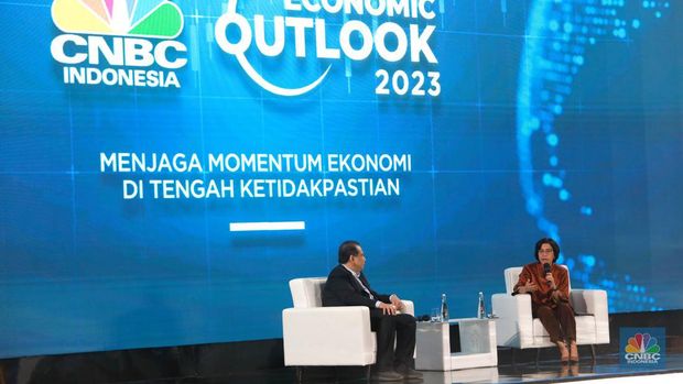 Menteri Keuangan, Sri Mulyani Indrawati dalam Economic Outlook 2023 dengan tema 