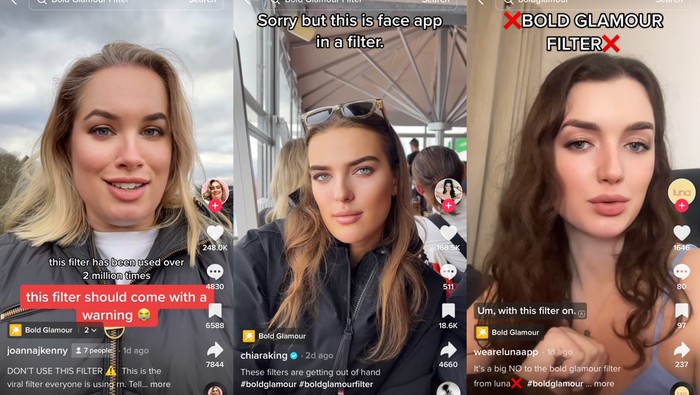 Filter TikTok Bold Glamour yang viral, bikin wajah cantik realistis.