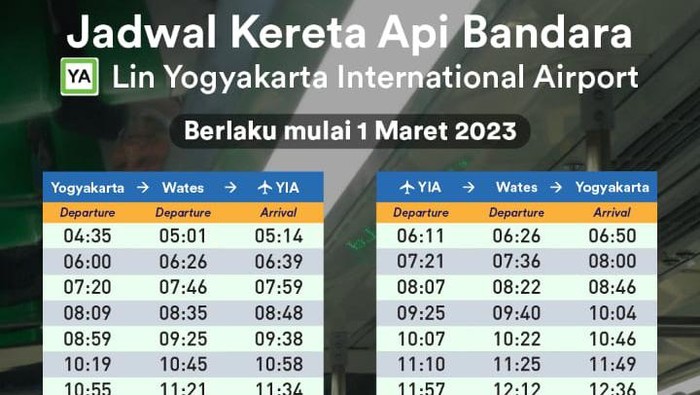 Jadwal KA Bandara bulan Maret 2023.