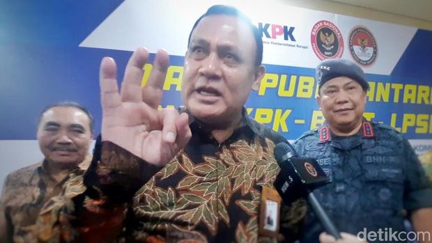 Ketua KPK Firli Bahuri di Polda Sumsel (Prima Syahbana/detikSumut)