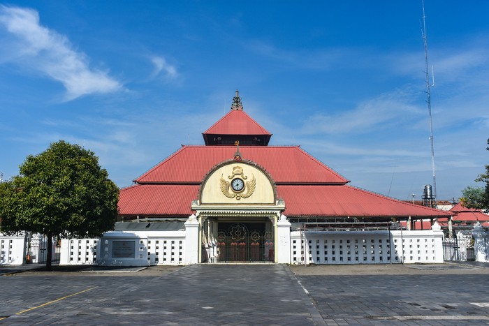Morning at Gedhe Kauman Mosque, an iconic mosque in the city of Yogyakarta, Indonesia