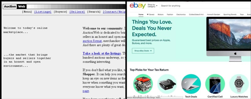 Perbandingan tampilan situs dulu dan sekarang