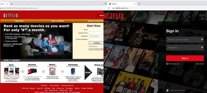 Perbandingan tampilan situs dulu dan sekarang