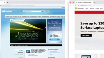Begini wujud tampilan situs Microsoft dulu dan sekarang. Foto: Insider