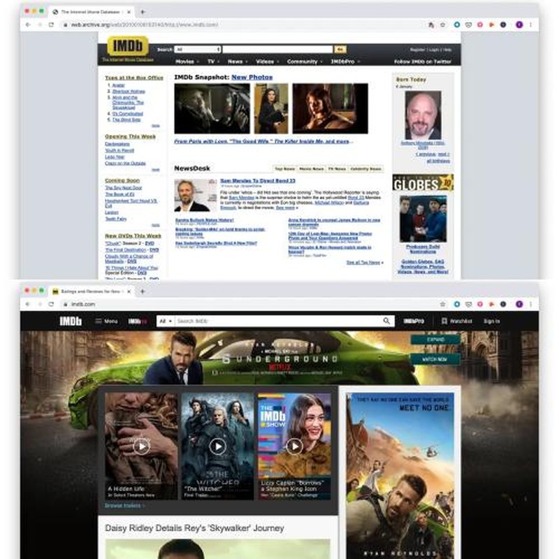 Perbandingan tampilan situs dulu dan sekarang