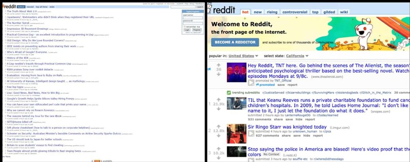 Perbandingan tampilan situs dulu dan sekarang