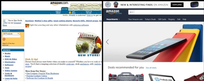 Perbandingan tampilan situs dulu dan sekarang