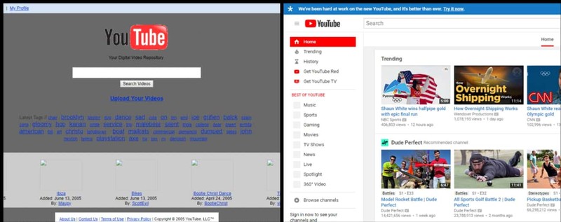 Perbandingan tampilan situs dulu dan sekarang