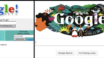 Begini tampilan Google dulu dan sekarang. Foto: Ranker