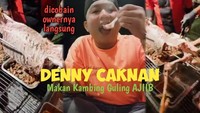 Tak hanya sebagai pemilik bisnis kuliner, Denny Caknan juga sering menikmati kambing guling di usahanya tersebut. Foto: Instagram @denny_caknan