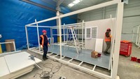 Rumah yang terbuat dari kontainer diproduksi masal di sebuah prabrik di Duzce, Turki.