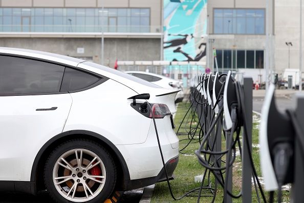 Tesla Model Y electric vehicles in a lot at the Tesla Inc. Gigafactory in Gruenheide, Germany, on Saturday, Jan. 21, 2023. Tesla CEO Elon Musk played down how much impact his tweets have on the company's stock price as he defended himself at a trial in San Francisco federal court on Friday over his 2018 tweet about taking the electric car-maker private. Photographer: Liesa Johannssen/Bloomberg via Getty Images