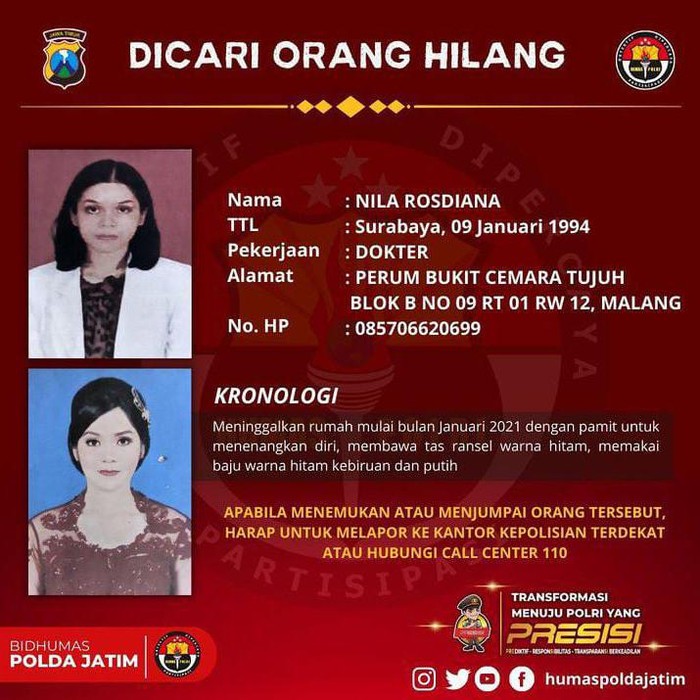 Dokter Nila Rosdiana yang dilaporkan hilang