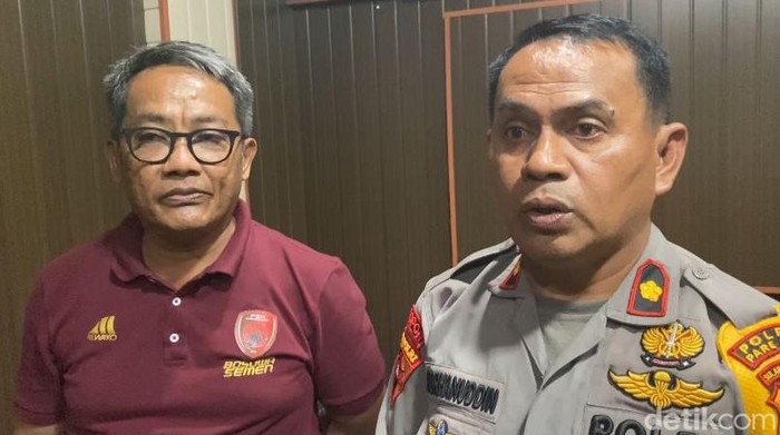Kabag Ops Polres Parepare Kompol Burhanuddin dan Ketua Panpel PSM Makassar Ali Gauli.