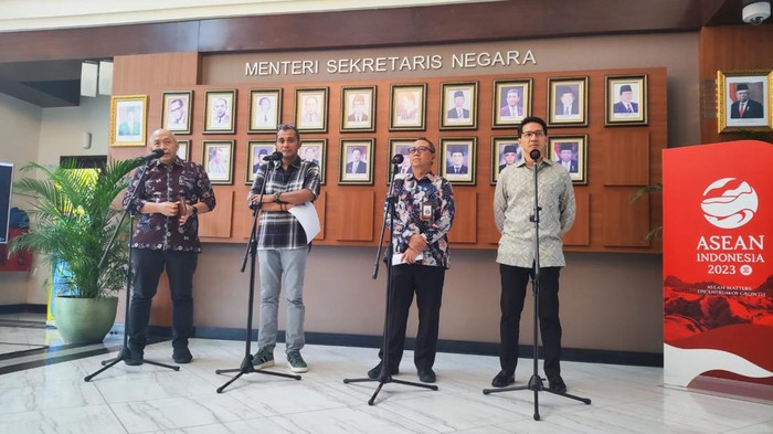 Konferensi pers soal pengelolaan Hotel Sultan (Marlinda/detikcom)