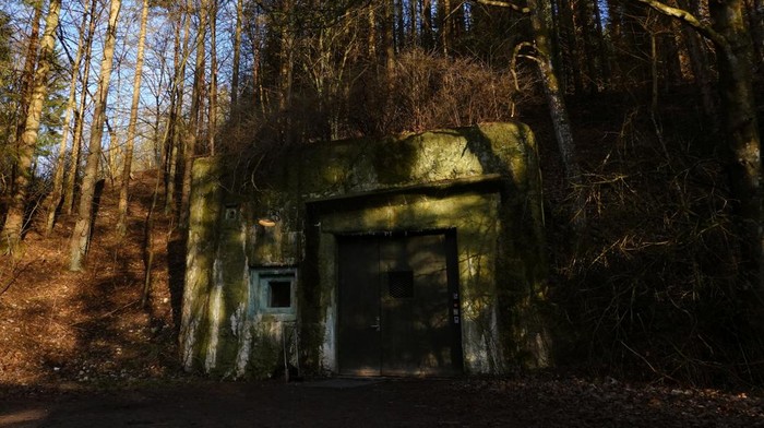 The entrance to a top secret historic Danish nuclear bunker, that has been opened to the public for the first time, is seen near Oplev, Denmark, February 27, 2023. REUTERS/Tom Little