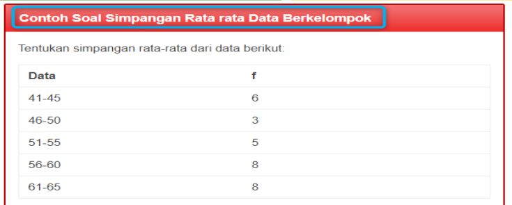 Rumus simpangan rata-rata.