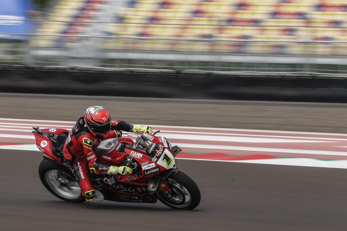 LOMBOK, INDONESIA - MARCH 3: Spanish superbike rider Alvaro Bautista of Aruba.it-Racing Ducati in action during free practice of Indonesia Round - World Superbike Championship 2023 at Pertamina Mandalika International Circuit in Lombok, Indonesia on March 3, 2023. (Photo by Johannes P. Christo/Anadolu Agency via Getty Images)