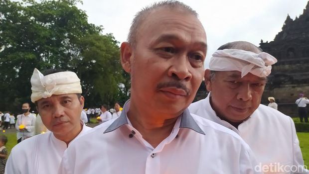 Direktur Urusan dan Pendidikan Agama Buddha Ditjen Bimas Buddha Kemenag, Nyoman Suriadarma di Candi Borobudur, Sabtu (4/3/2023).