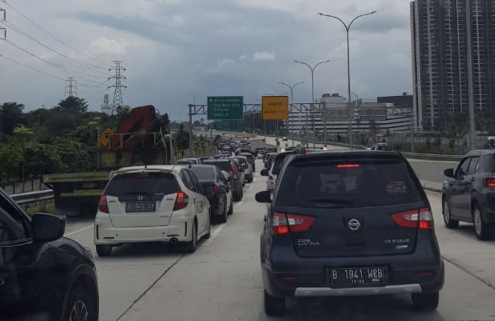 Suasana keluar pintu tol ICE BSD, pukul 14.15 WIB Sabtu, (4/3/2023). Istimewa