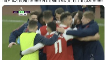 Sungguh sebuah laga yang sangat dramatis di mana Arsenal sempat ketinggalan 0-2. Foto: Twitter