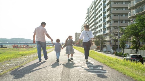 Portrait of family walking together