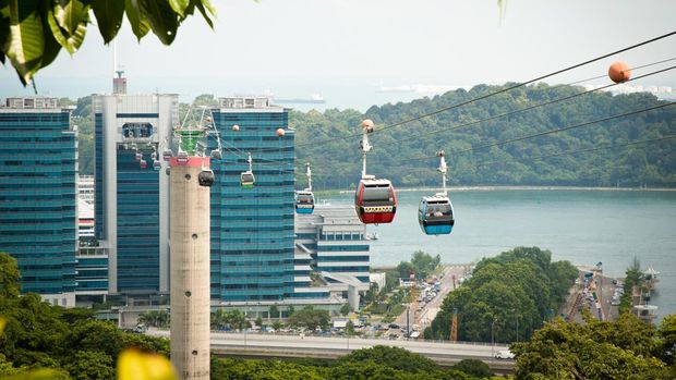 Penampakan Cable Cars di Gunung Faber, Sentosa Island, Singapura