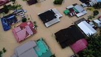 Penampakan dari udara banjir yang merendam Johor, Malaysia, Sabtu (4/3/2023).