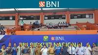 Acara pembukaan seri ketiga BNI Sirnas 2023 itu dilakukan pada pagi hari, menjelang dimulainya rangkaian pertandingan. Foto: Putra Rusdi/detikcom