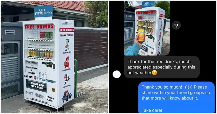 Mulia! Keluarga Ini Siapkan Vending Machine Gratis Untuk Pengemudi Ojol