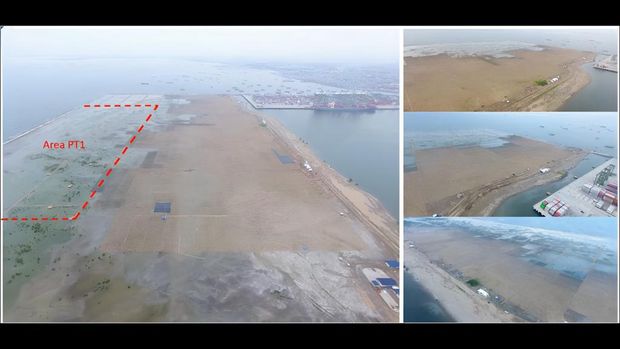 Foto udara menunjukkan lahan milik Pelindo yang akan di jadikan Terminal BBM baru Pertamina. (Dok: Pelindo)