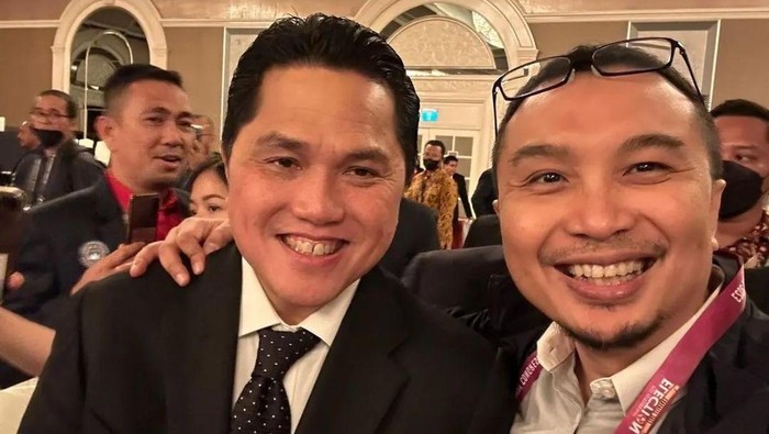 Ketum PSSI Erick Thohir dan Dirut PSM Makassar Sadikin Aksa.