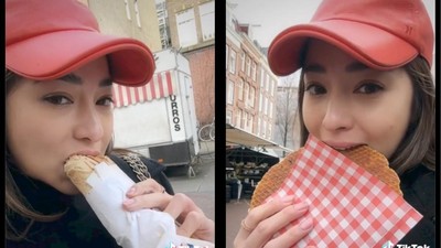 Nikita Willy Puas Jajan di Albert Cuyp Market Amsterdam, Ini Menunya!