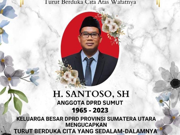 Anggota DPRD Sumut Santoso meninggal dunia