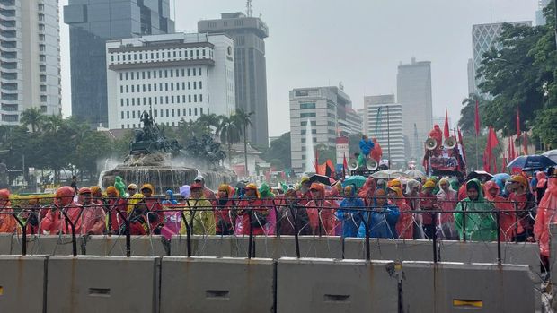 Demo di kawasan Patung Kuda (Rumondang-detikcom)
