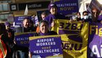 Pekerja Bandara di Virginia Demo Tuntut Bayaran Cuti-Perawatan Kesehatan