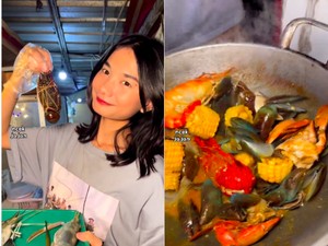 Cantik dan Muda, Model Ini Tak Gengsi Jualan Seafood Kaki Lima