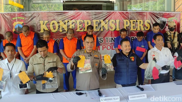 Kelompok Begal asal Lampung beraksi di Boyolali saat gelar kasus, Kamis (9/3/2023).