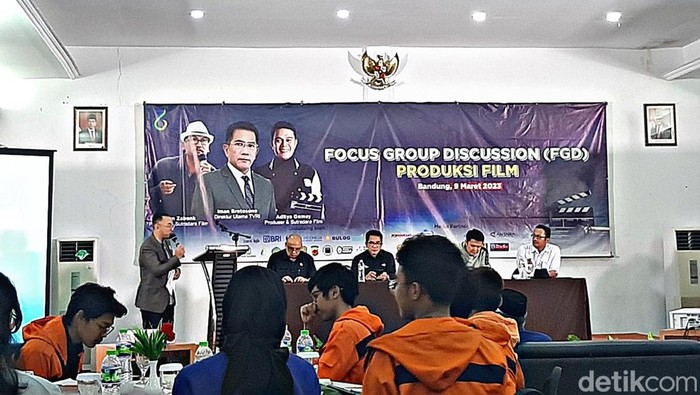 Jalannya diskusi tentang film yang diselenggarakan TVRI di Bandung, Kamis (9/3/2023).