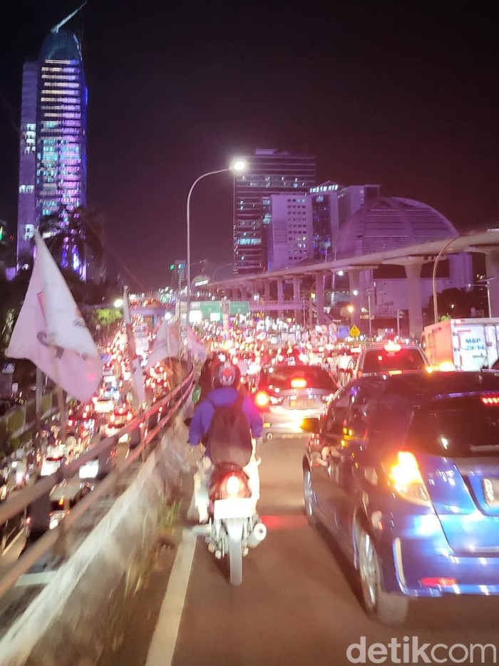 Kemacetan di area Gatot Subroto (Foto: Indah Mutiara Kami/detikcom)