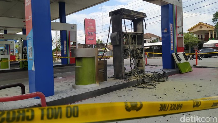 Lokasi Kebakaran di SPBU 44.564.04 Baledono, Kecamatan Salam, Kabupaten Magelang, pada Rabu (8/3/2023).