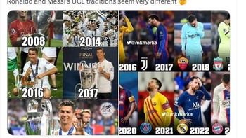 Jejak Ronaldo vs Messi di Liga Champions. Foto: Twitter