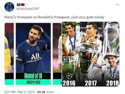 Meme Messi Dibully PSG Tersingkir, Dibanding-bandingkan Ronaldo