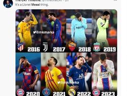 Meme Messi Dibully PSG Tersingkir, Dibanding-bandingkan Ronaldo