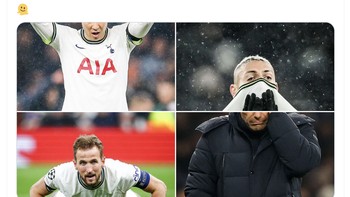 Dalam 3 laga terakhir, Spurs tereliminasi dari Piala FA, kalah di Liga Inggris dan sekarang tersingkir di Liga Champions. Foto: Twitter