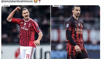 Zlatan Ibrahimovic sang legenda tampil di perempatfinal Liga Champions bersama AC Milan pada tahun 2012 dan tahun ini. Foto: Twitter