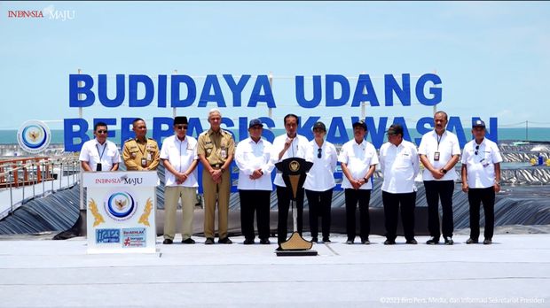 Sambutan Presiden RI pada Peresmian Tambak Budidaya Udang Berbasis Kawasan, 9 Maret 2023 (Tangkapan layar youtube Setpres RI)