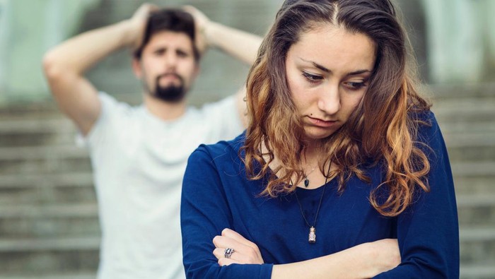 Couple having fight and the girl is crying