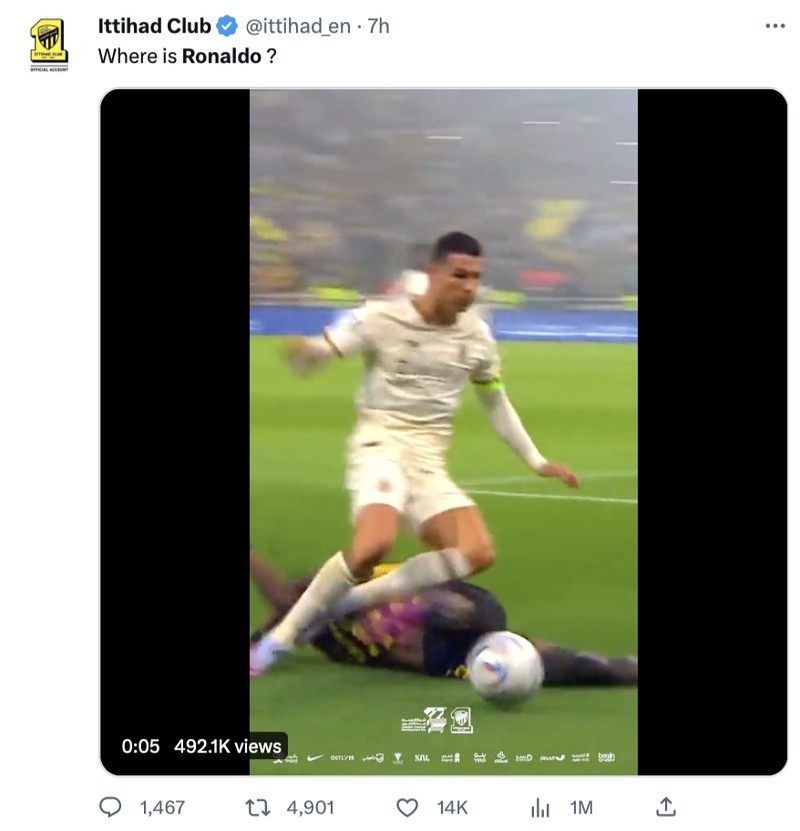 Al Nassr gagal melawan Al Ittihad dalam laga lanjutan Liga Arab Saudi, sehingga tim Cristiano Ronaldo Cs turun peringkat.