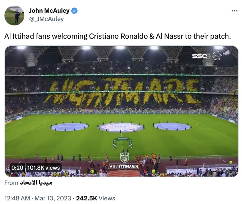 Al Nassr gagal melawan Al Ittihad dalam laga lanjutan Liga Arab Saudi, sehingga tim Cristiano Ronaldo Cs turun peringkat.